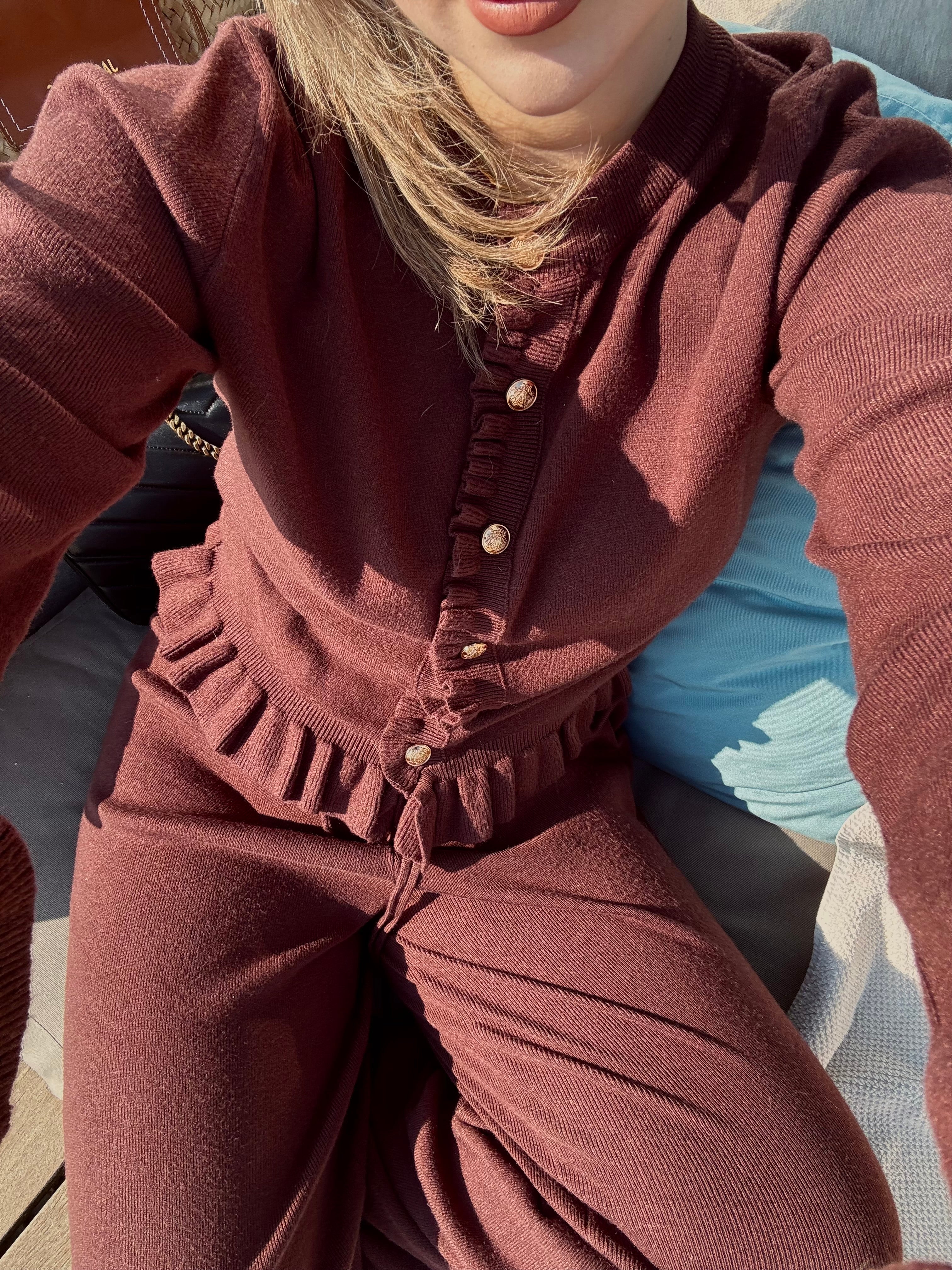 The Loving Ruffle Knit Brown