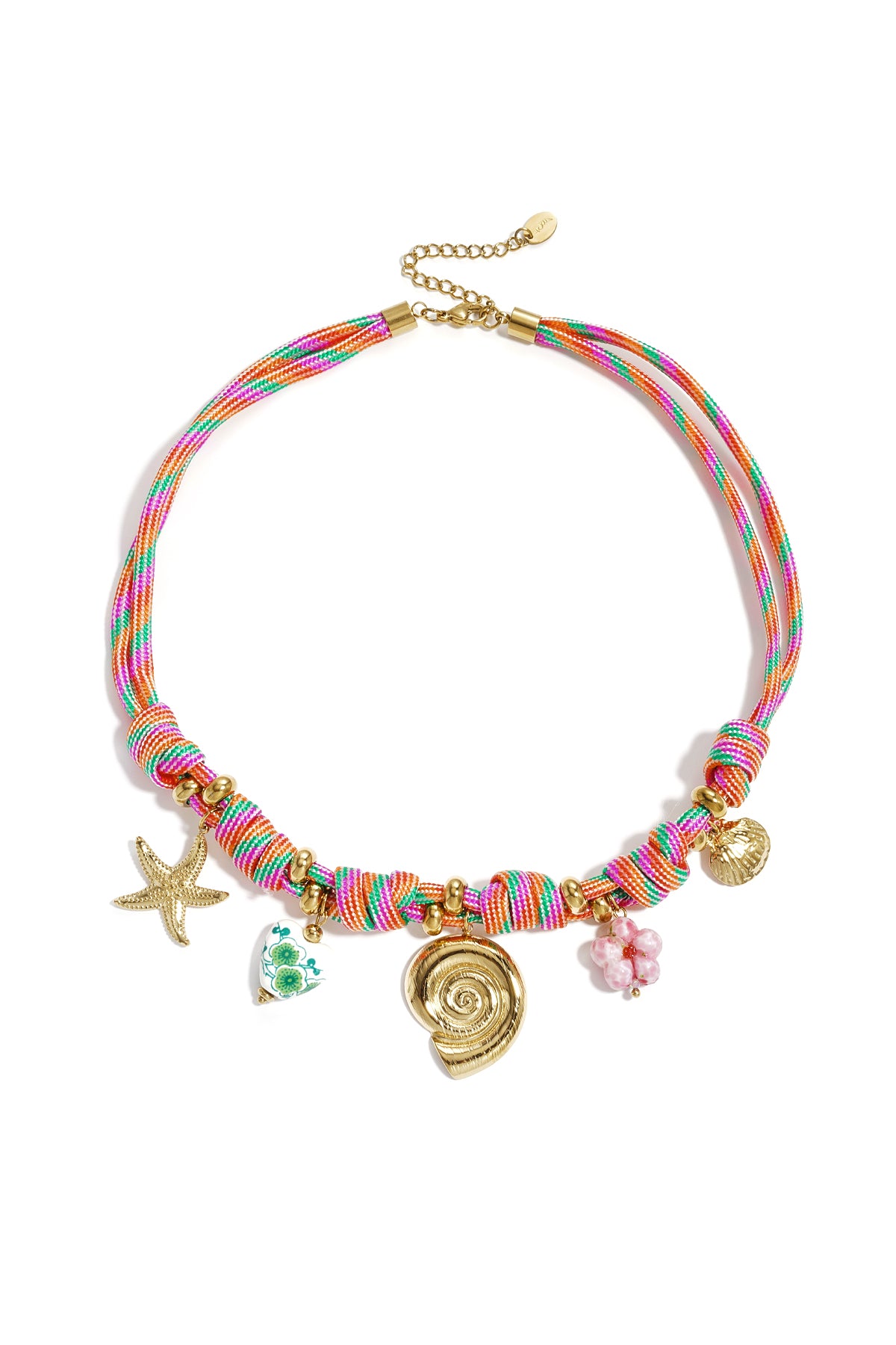Rope chain with knots and shell charms