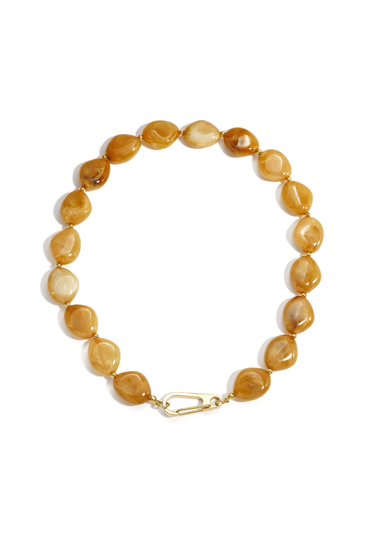 Bead necklace with front closure design