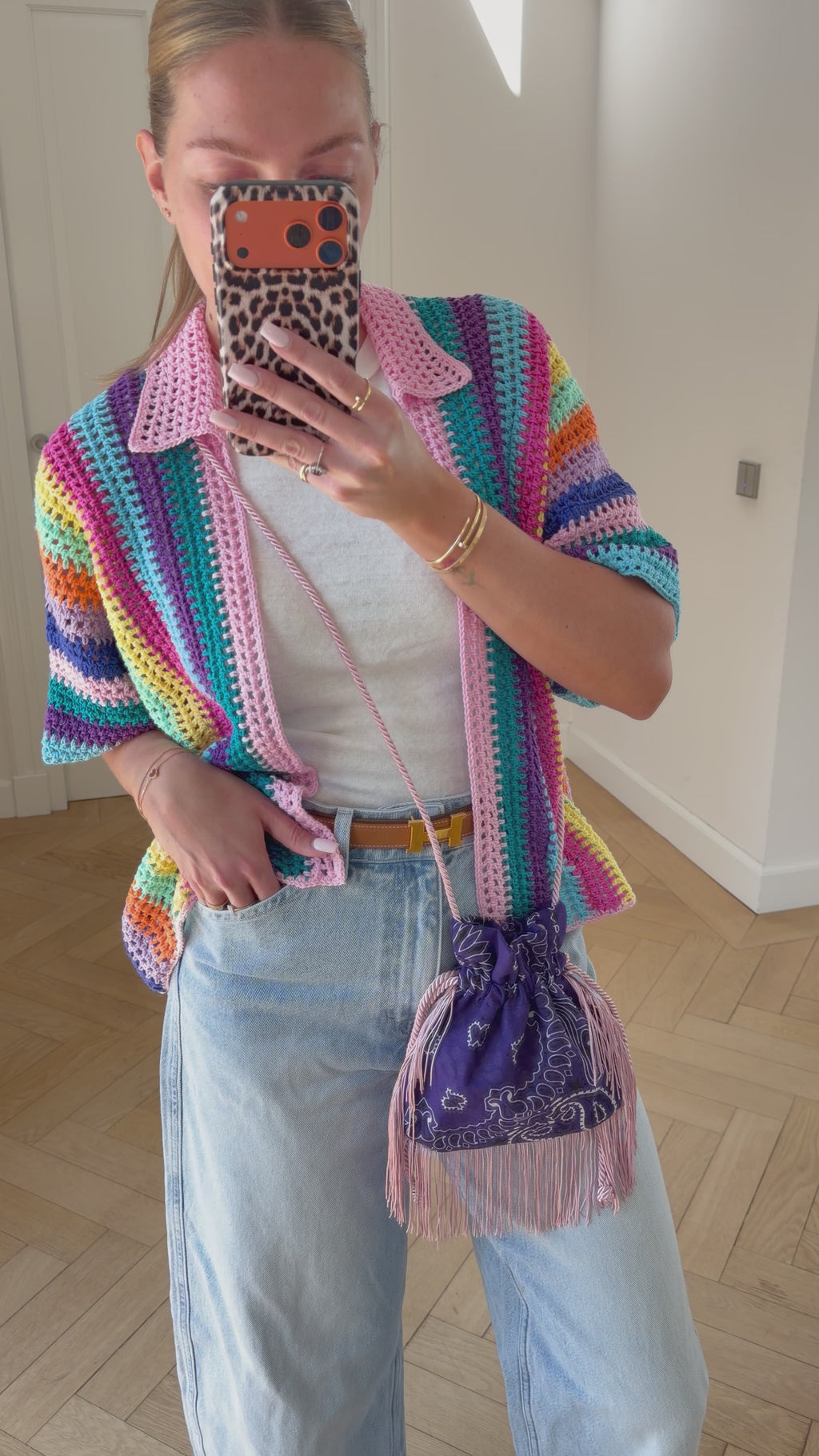 Bandana Fringe Bag Purple
